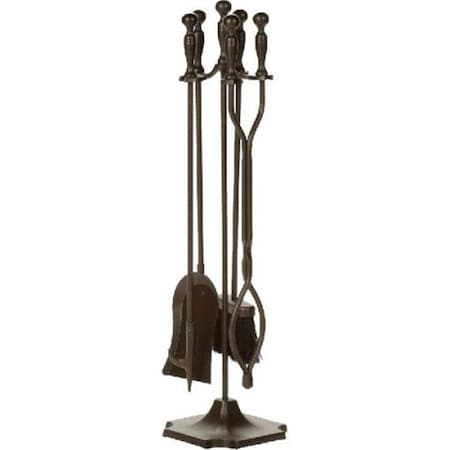 Dagan Fireplace Tool Set - Rail on Base, Bronze - 5 Piece 6532